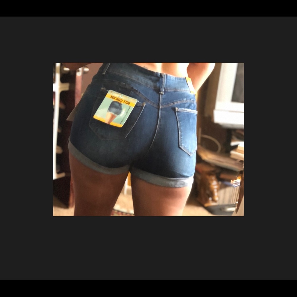 High rise push up jean shorts
